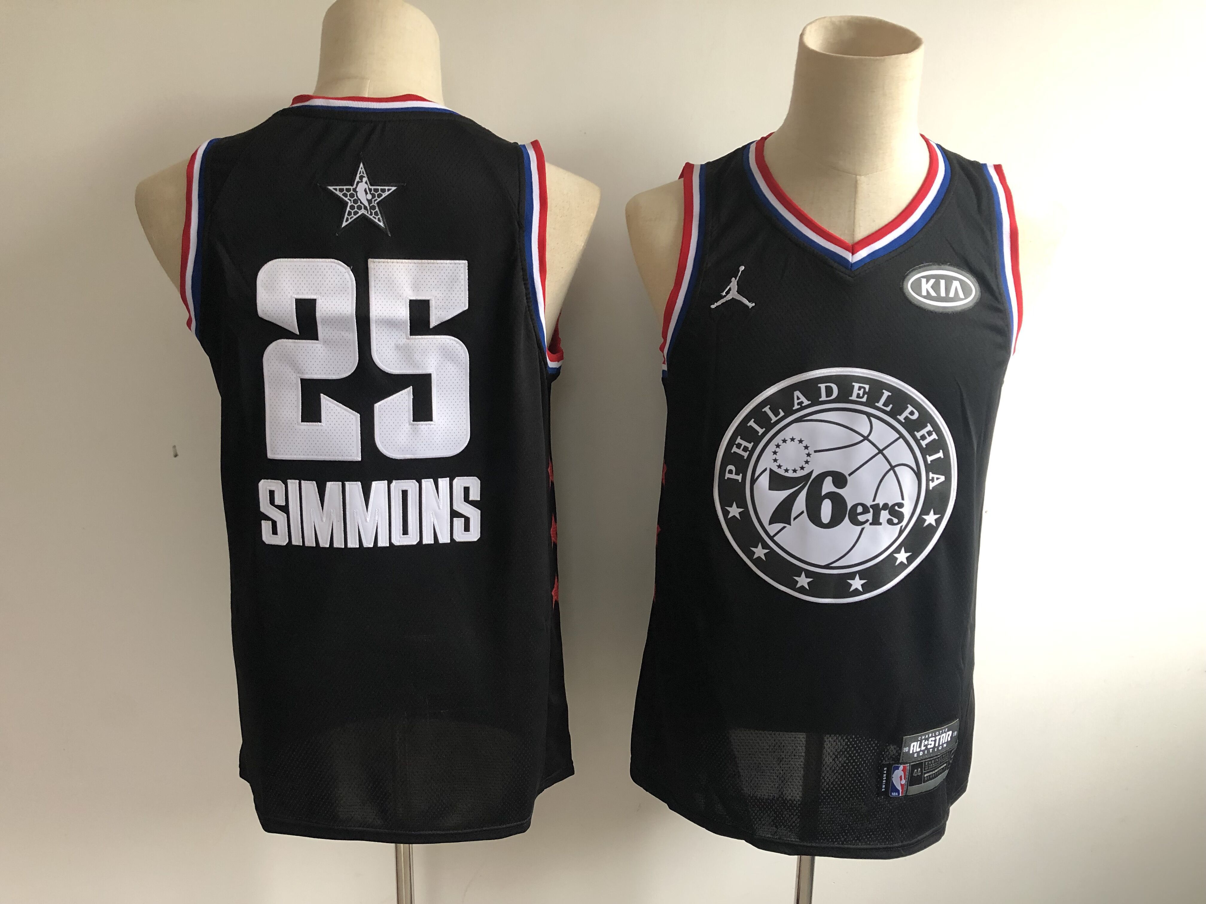 Men Philadelphia 76ers #25 Simmons Black 2019 All Star NBA Jerseys